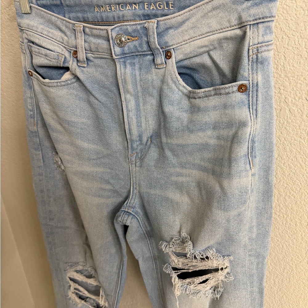 American Eagle Outfitters Sky Blue Ripped High Rise Jeans - Picture 2 of 5